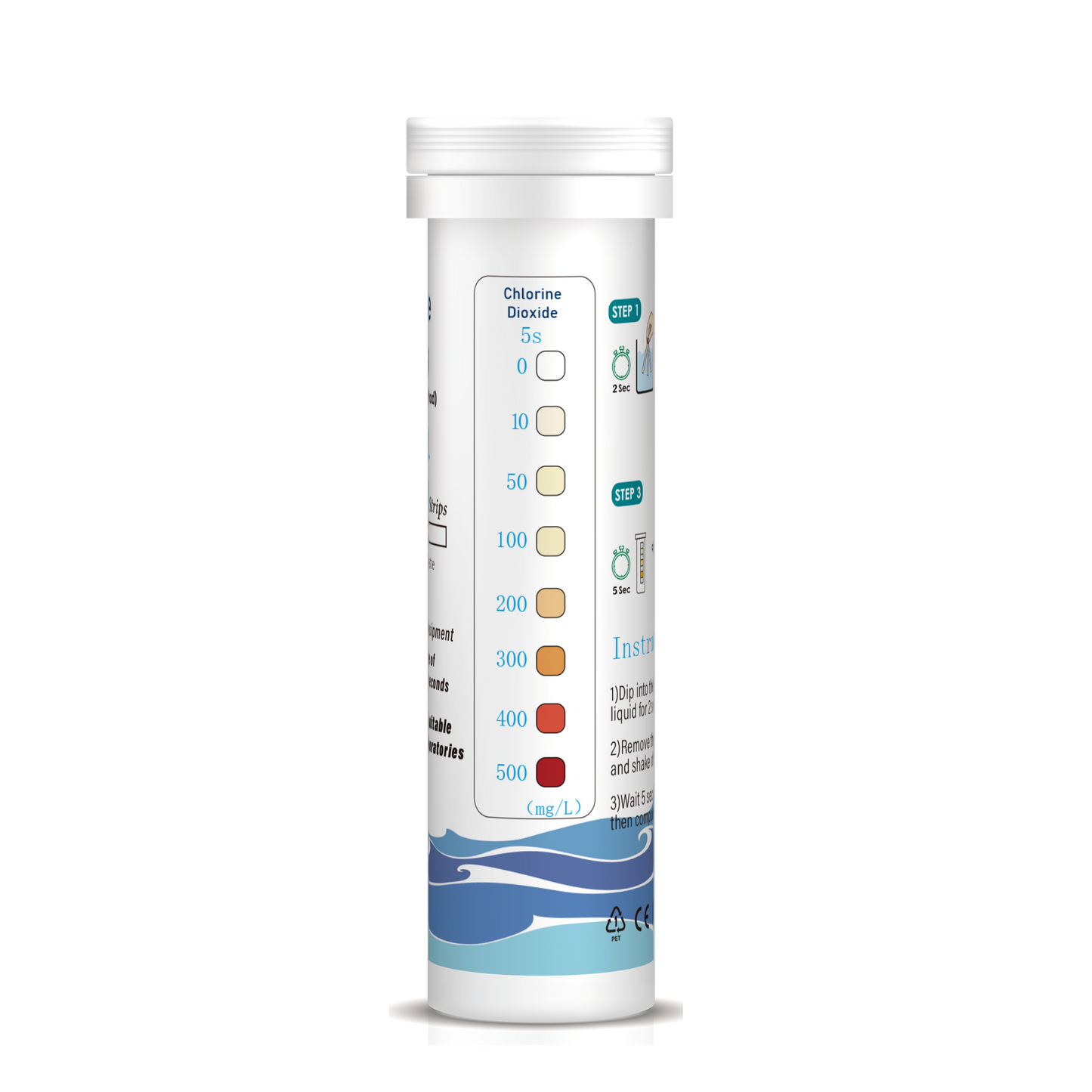 Chlorine Dioxide Rapid Test Strips(0-500mg/L)