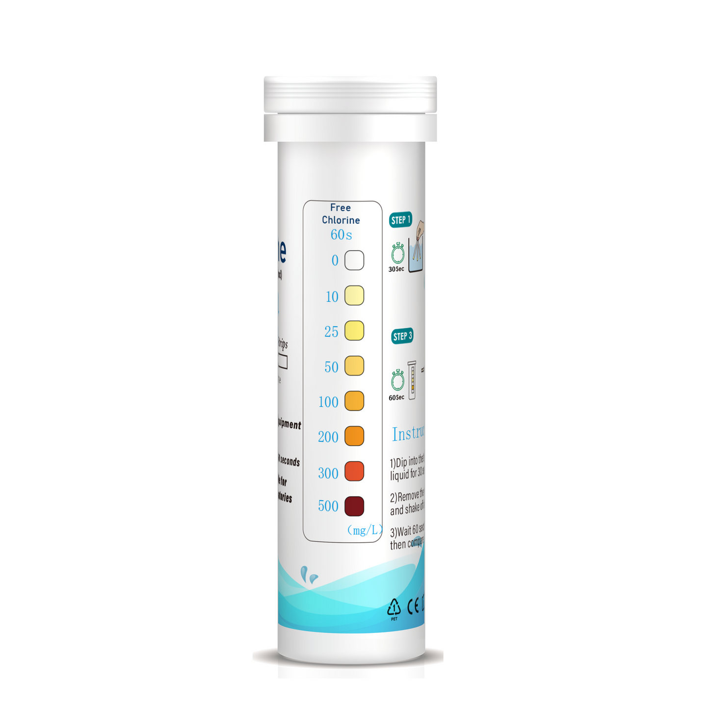 Free Chlorine Rapid Test Strips(0-500mg/L)