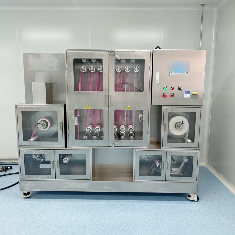 Stainless steel test strip laminating line in a clean room