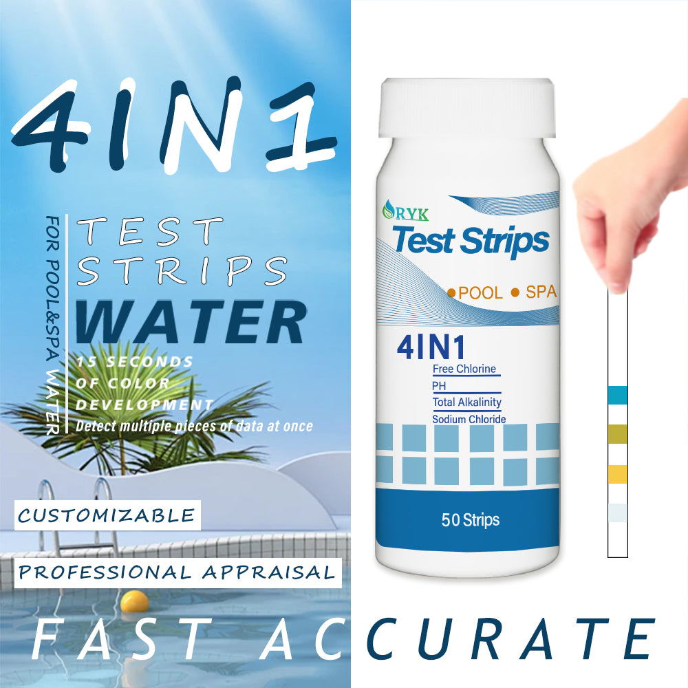 RYK 4-in-1 Water Test Strips (Cl,pH,Alk,NaCl)